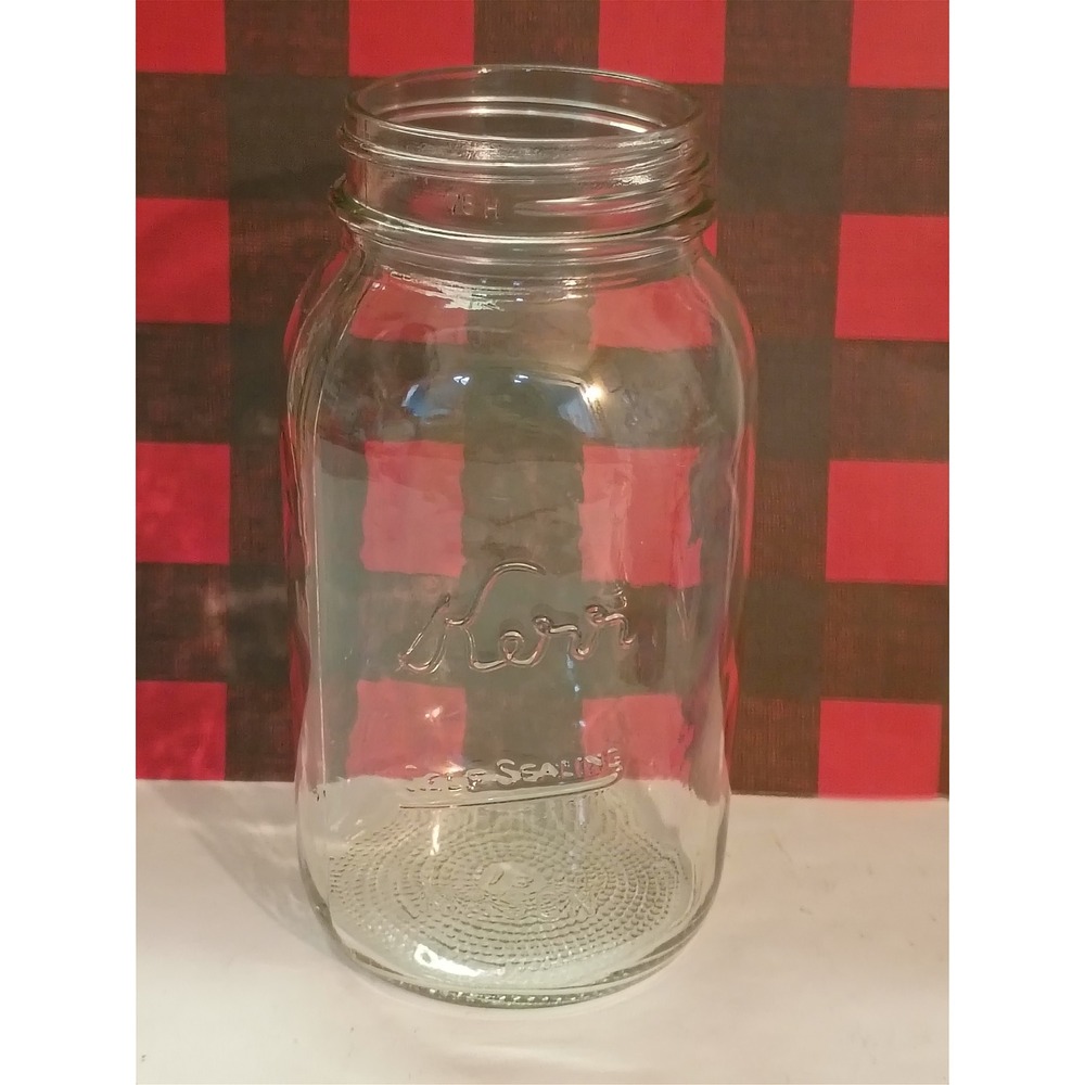 Vintage Kerr Self Sealing Mason Jar Clear Glass Reg Mouth Quart Size 13 Bottom